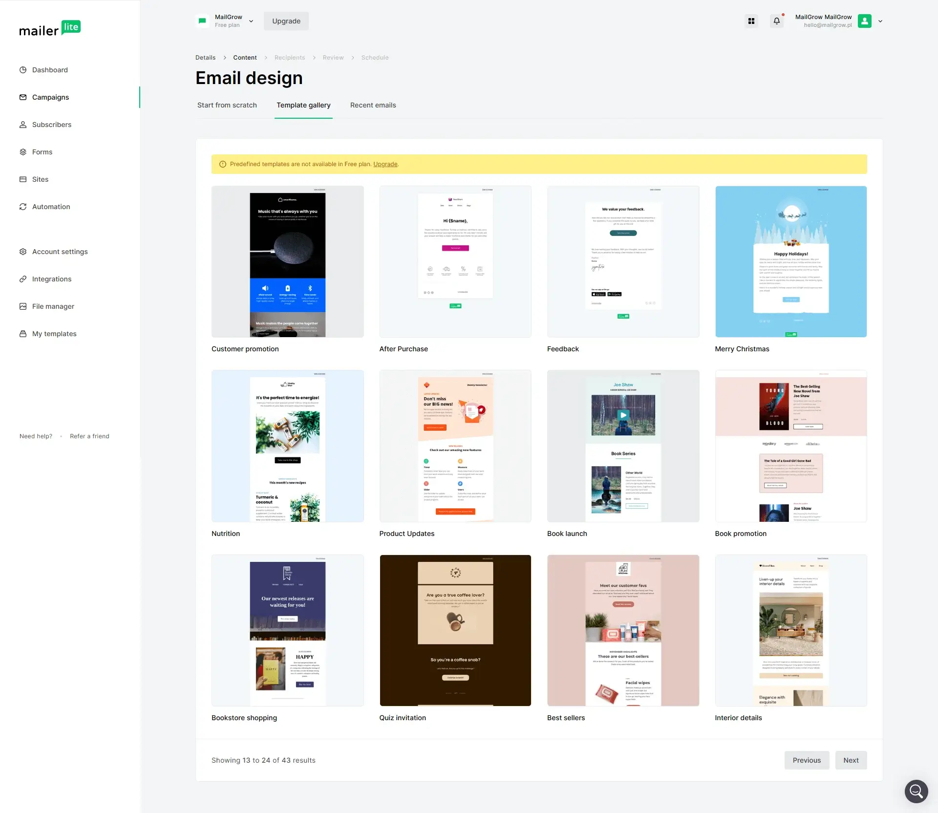 gotowe szablony mailerlite - opinie
