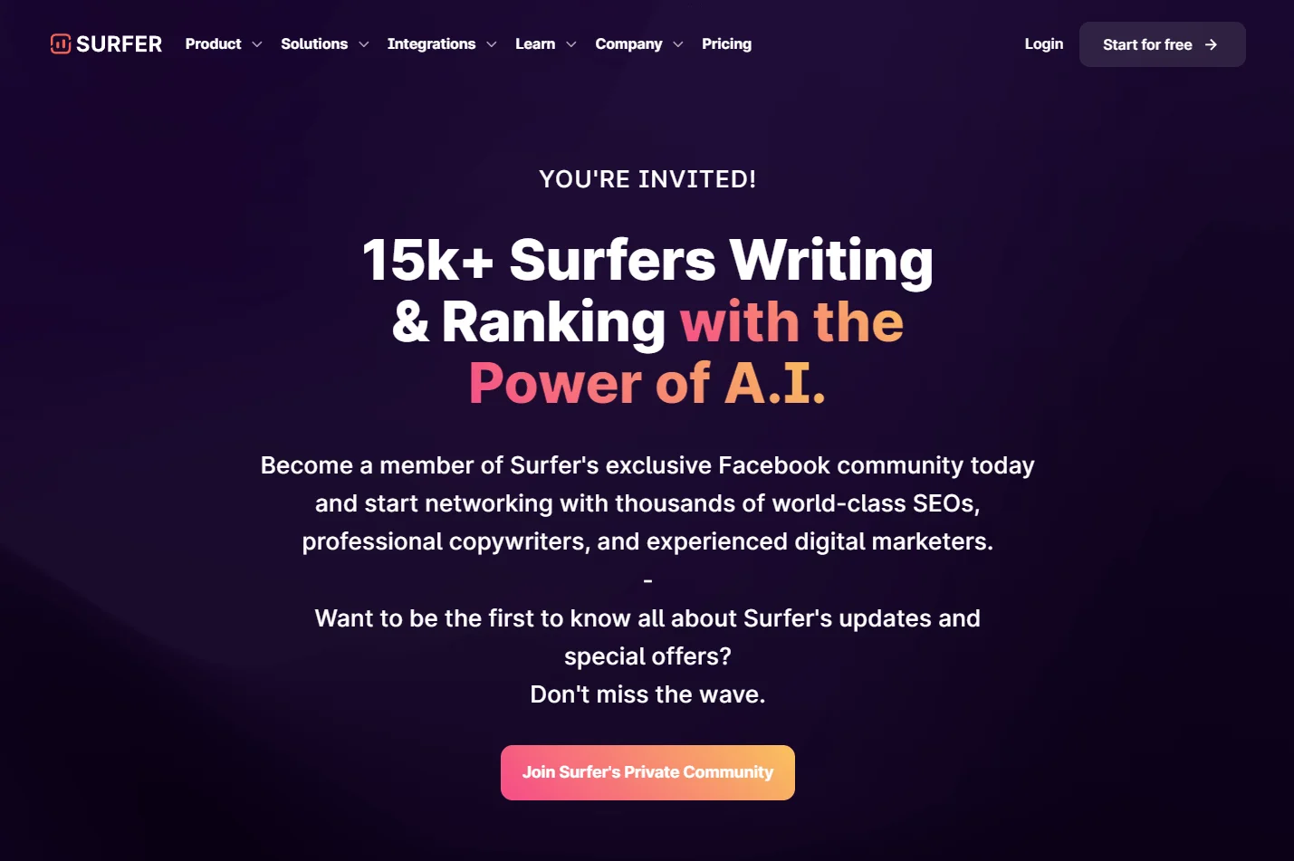 dostęp do społeczności surfer seo