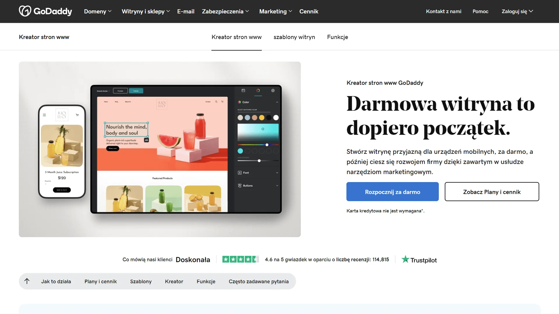 godaddy kreator www strona główna
