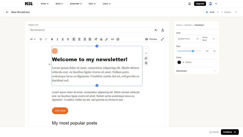 edytor newsletterów w programie kit