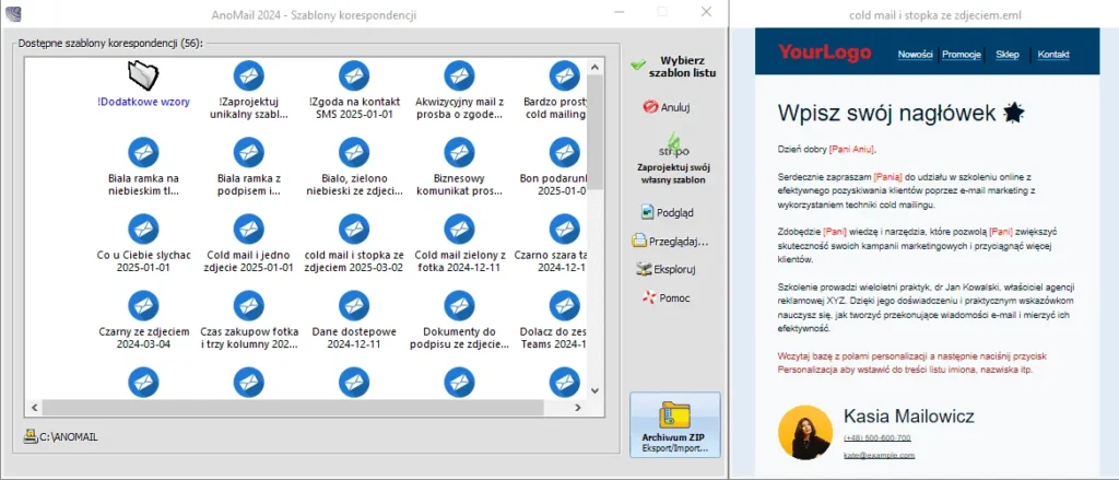 gotowe szablony e-maili w anomail