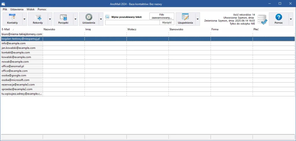 personalizacja bazy kontaktów