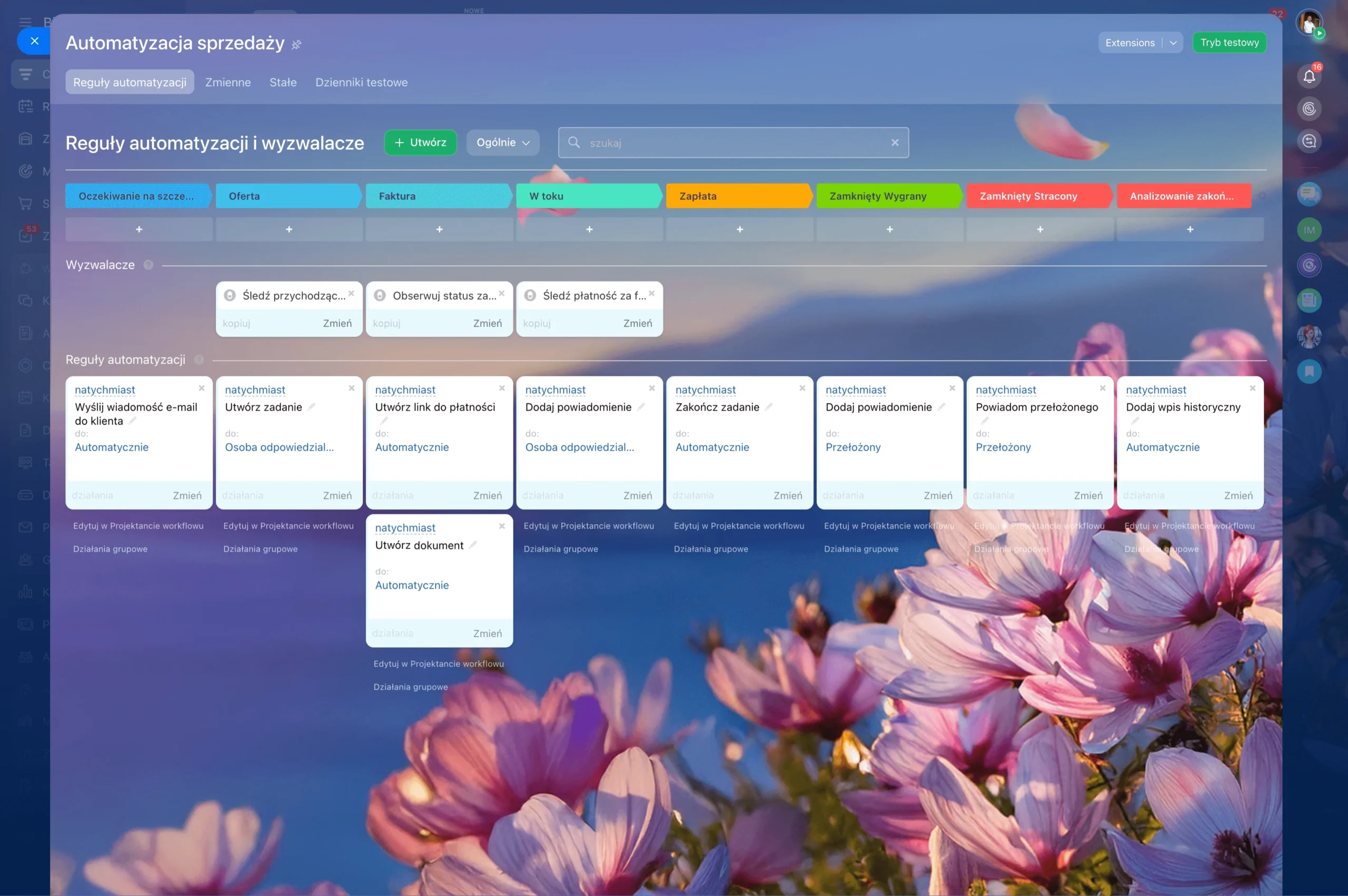 automatyzacja sprzedaży w bitrix24 reguły i wyzwalacze marketing automation interfejs oprogramowania