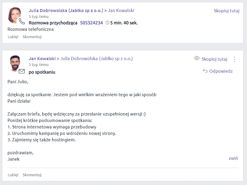 komunikacja z klientem w livespace crm