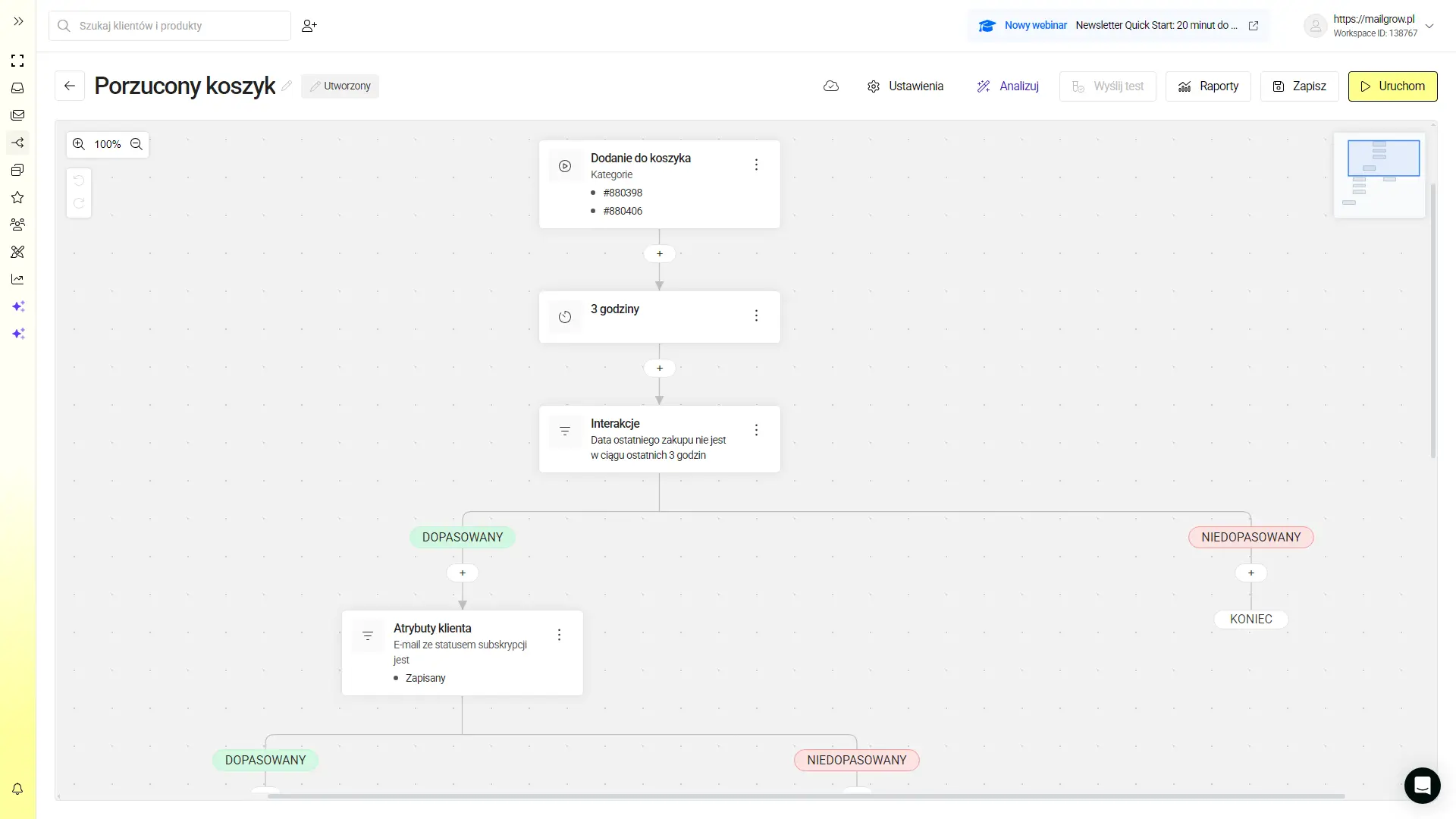 ratowanie porzuconego koszyka - edrone - interfejs automatyzacji w programie