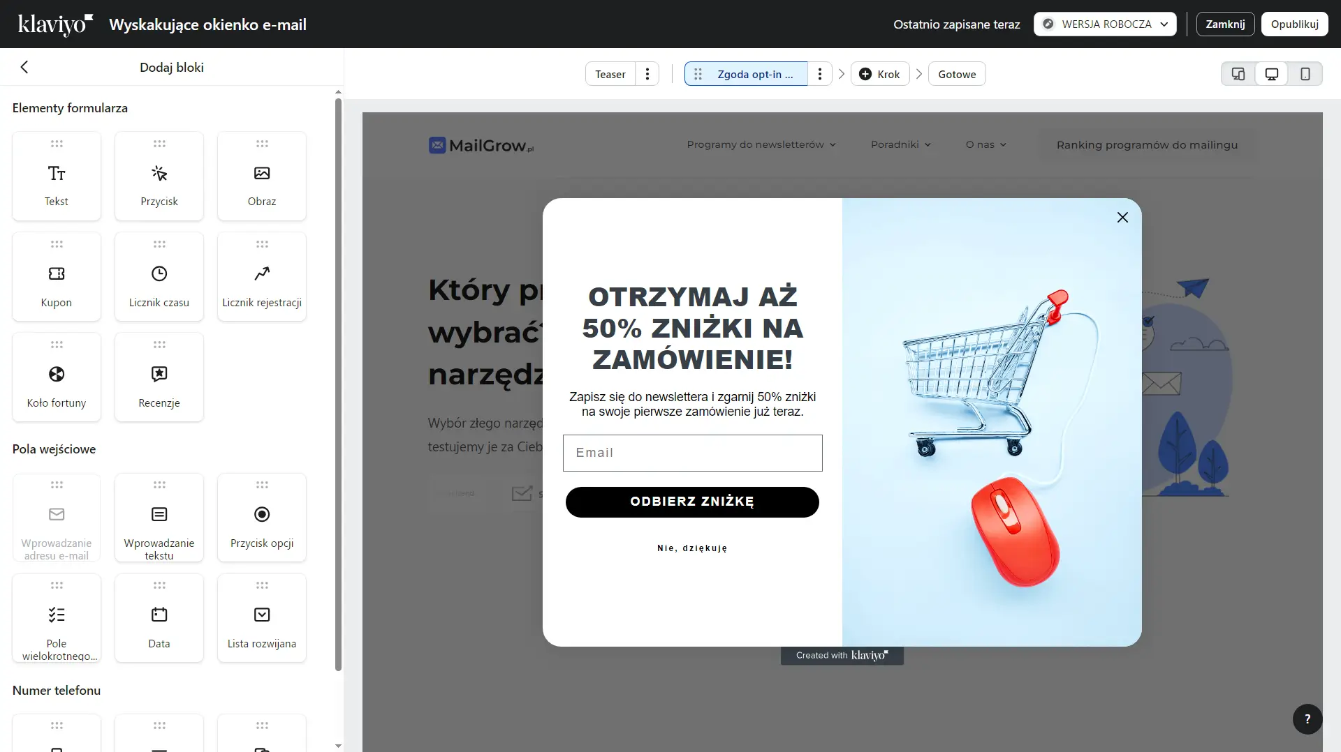 tworzenie formularzy zapisu do newslettera przy użyciu programu klaviyo