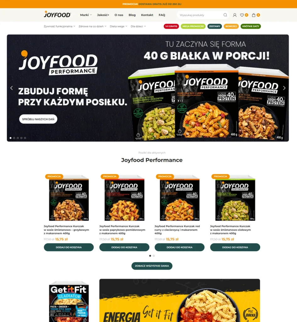 joyfood - sklep online stworzony przy użyciu woocommerce - przykład