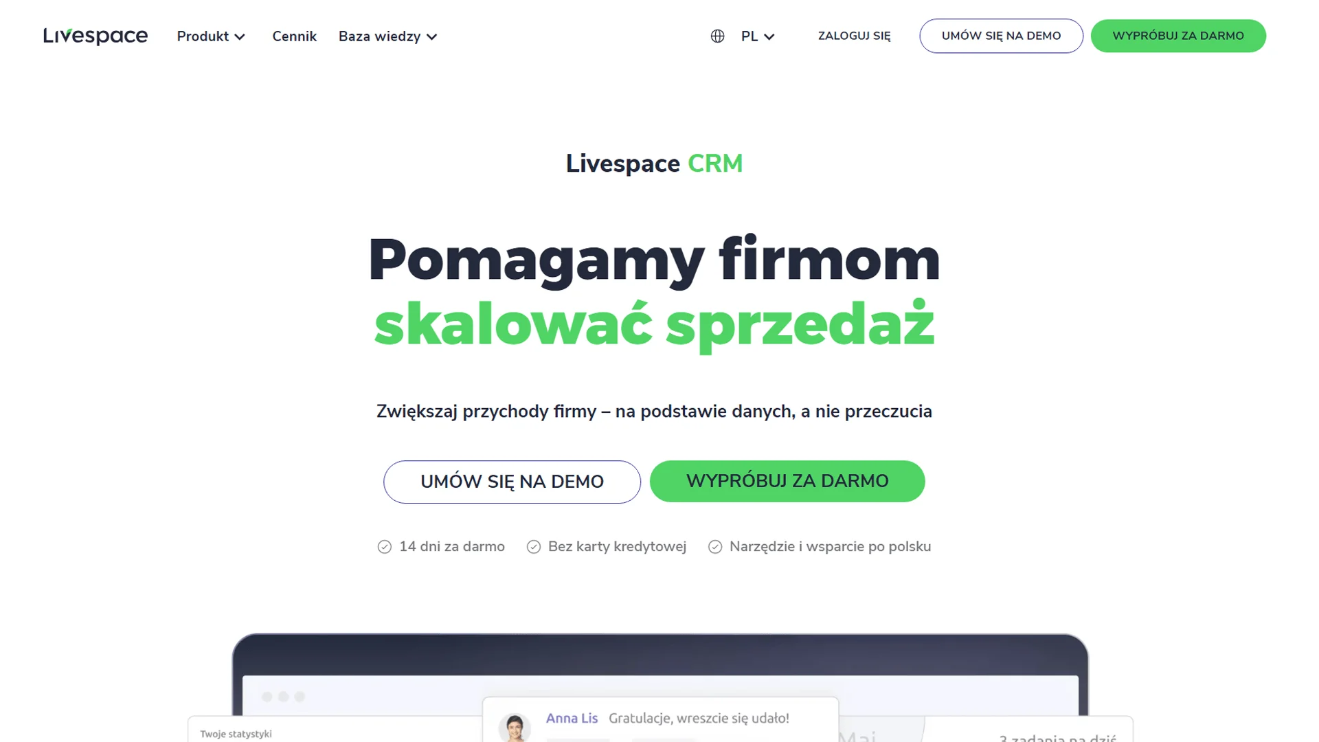 livespace crm strona główna systemu