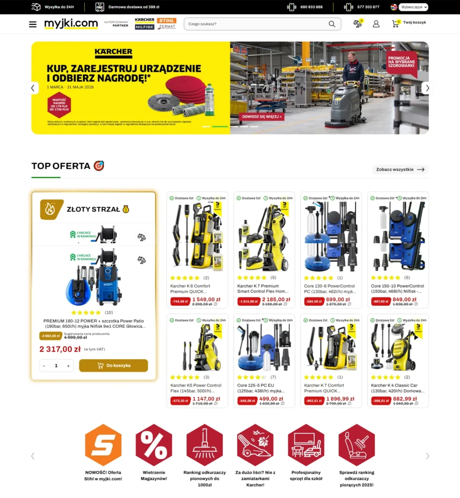 myjki com - sklep internetowy stworzony przy użyciu prestashop