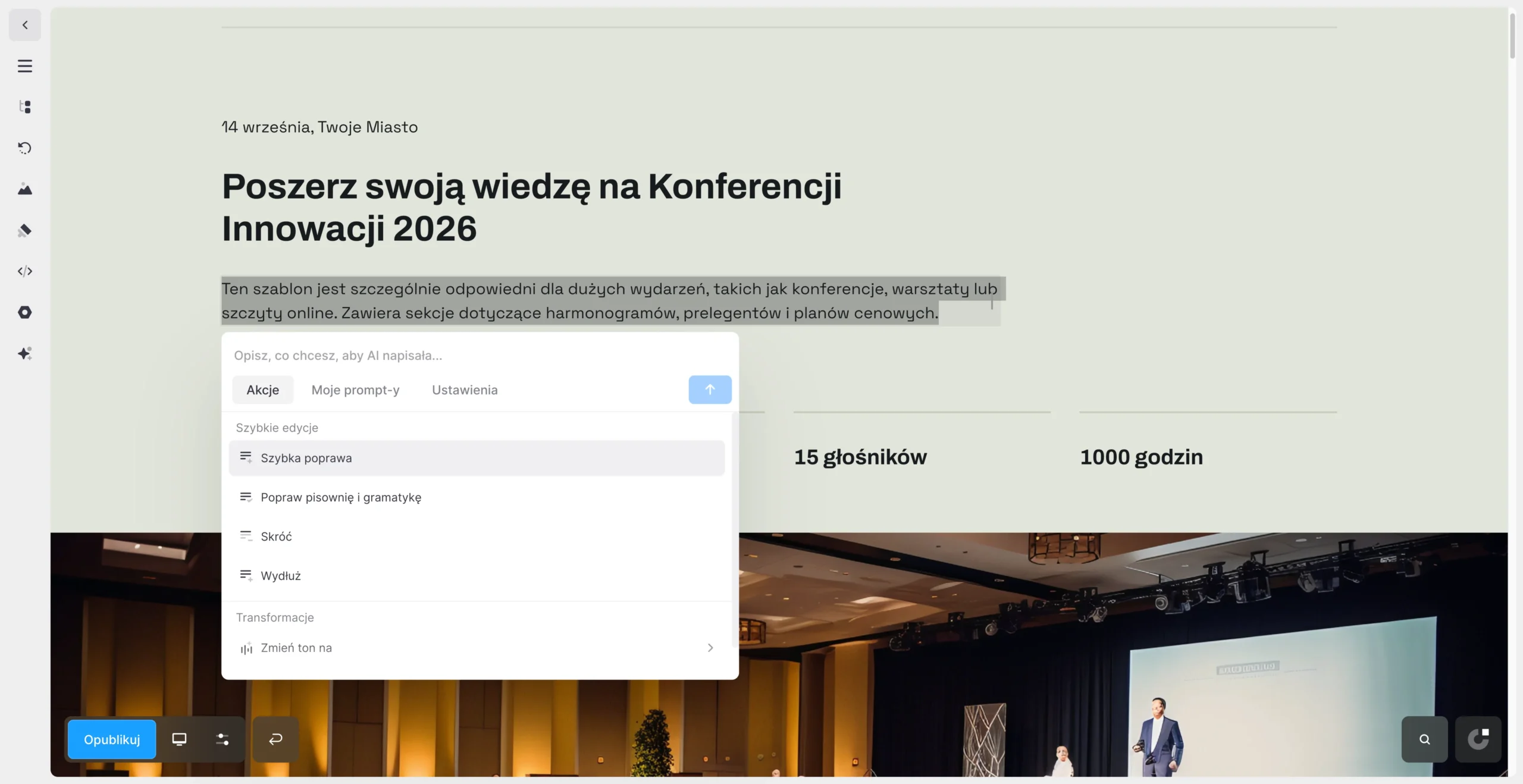 asystent ai w onepage