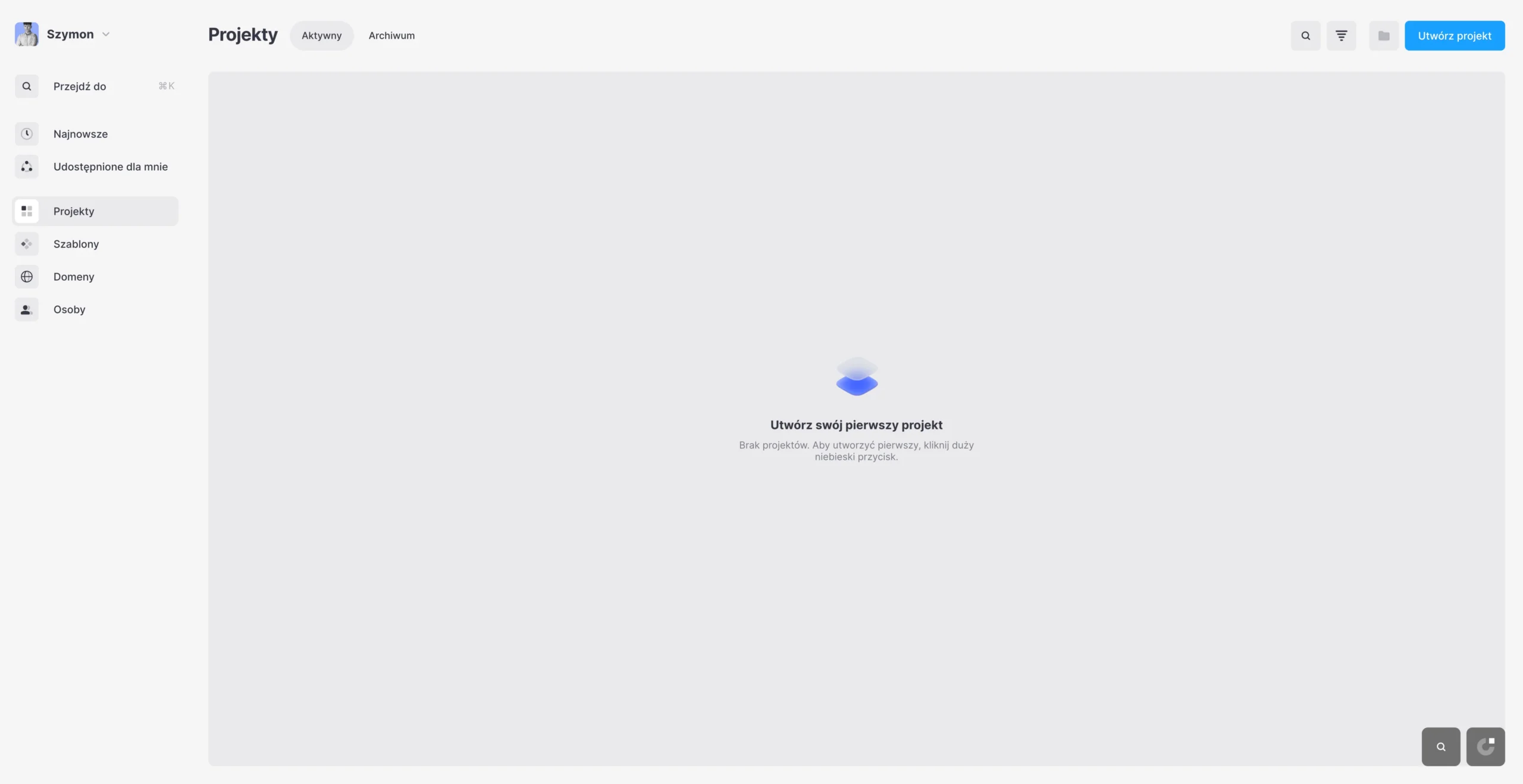 tak wygląda główny pulpit onepage